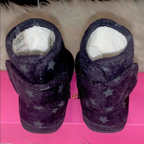 H&M Infant Sueded Fleece Lined Boots w/Stars Size 2.5-3.5 Black/Grey - Picture 5 of 6